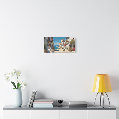 Coastal Village Matte Canvas Art, Mediterranean Decor, Beach House Wall Art, Home Gallery, Vacation Vibes, Gift for Travel Lovers