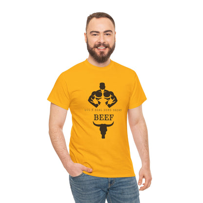 100% Beef -Unisex Tee, Perfect Gift for Workout Enthusiasts, Fitness Club, Gym Wear, Bodybuilding Fashion, Casual Daily Wear