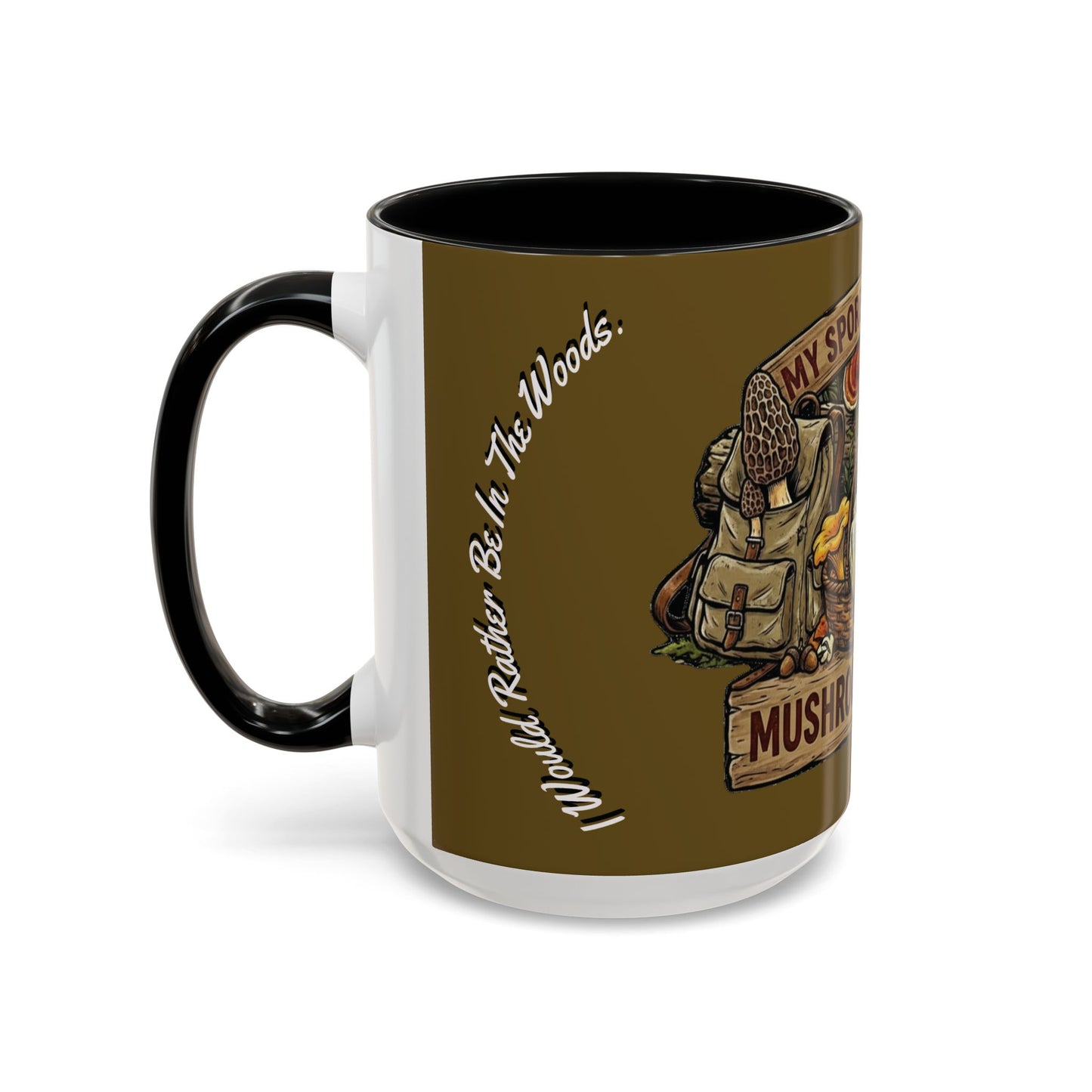 Mushroom Hunting Coffee Mug – "My Spore Time Is Spent" Rustic Forager Accent Mug