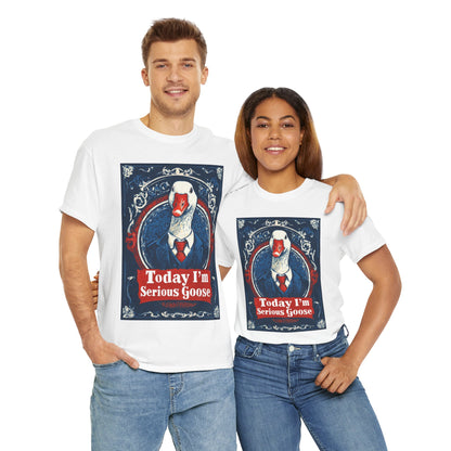Serious Goose Tee, Funny Graphic T-Shirt, Quirky Unisex Shirt, Unique Gift for Goose Lovers, Perfect for Casual Wear