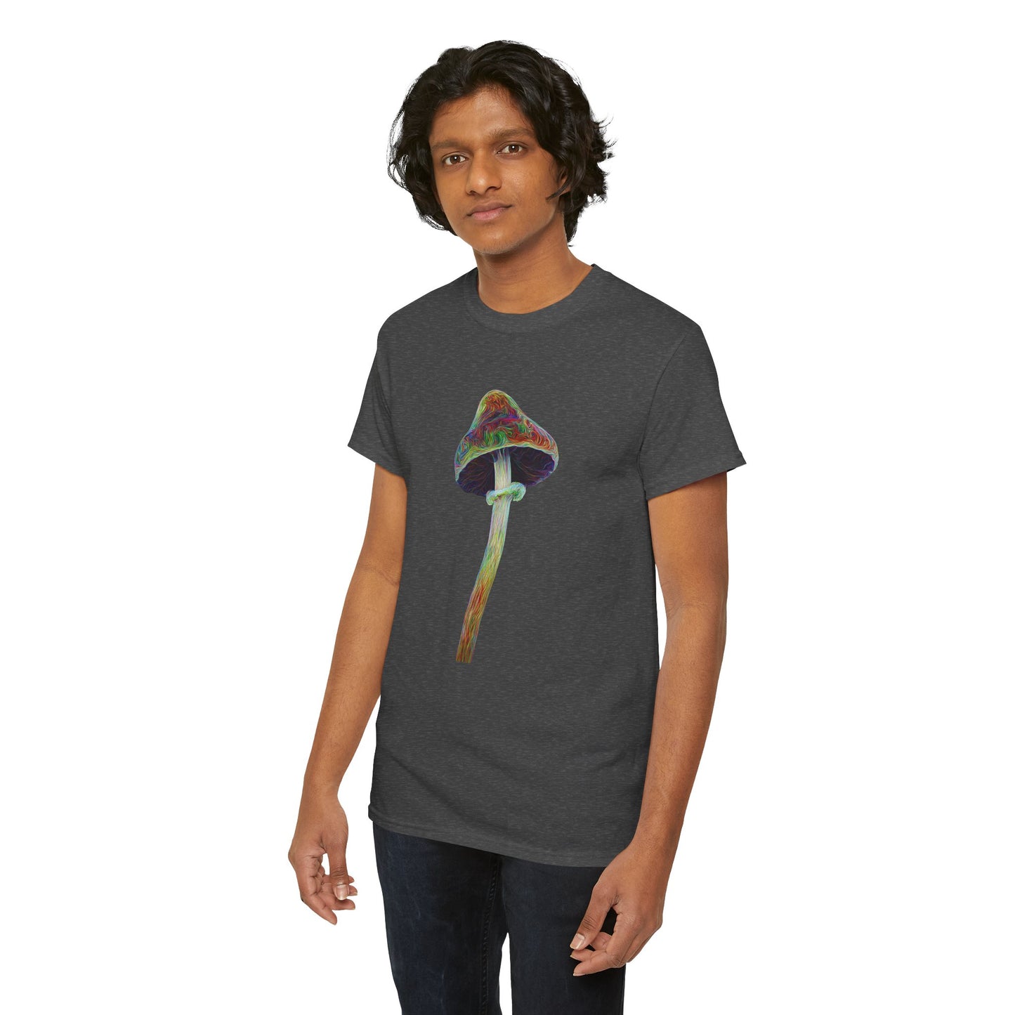 Colorful Psychedelic Mushroom2 - Tee, Unisex Heavy Cotton T-Shirt, Vibrant Graphic Shirt, Perfect for Festivals, Eco-friendly Gift, Casual Wear