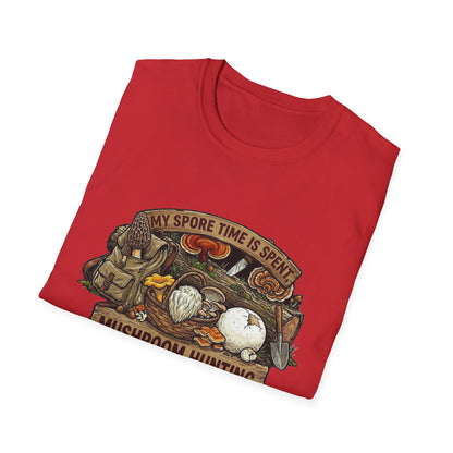 Mushroom Hunting T-Shirt — 'My Spore Time Is Spent' For Foragers & Outdoor Lovers