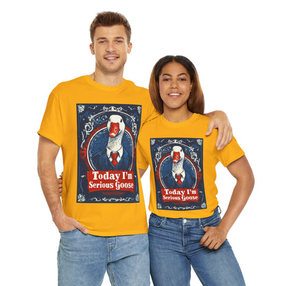 Serious Goose Tee, Funny Graphic T-Shirt, Quirky Unisex Shirt, Unique Gift for Goose Lovers, Perfect for Casual Wear