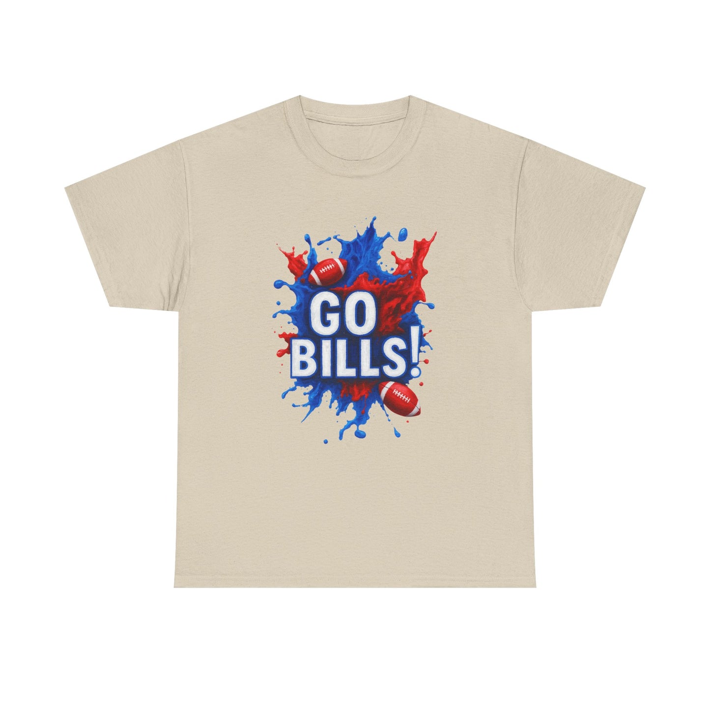 Go Bills -Cheerful Sports Tee - Go Bills! Unisex Heavy Cotton T-Shirt, Game Day Apparel, Football Fan Shirt, Spirit Wear, Gift for Sports Lovers
