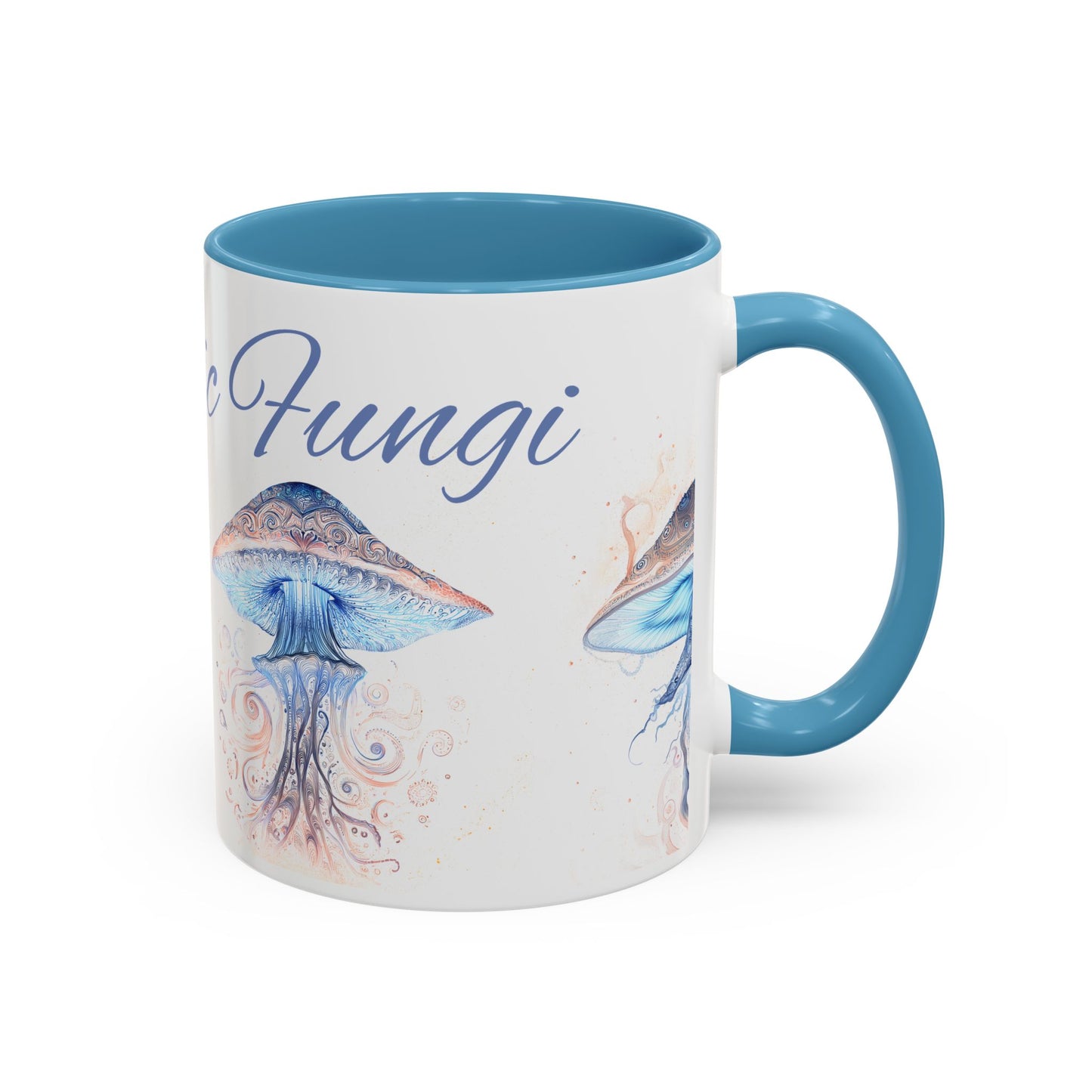 Fantastic Fungi Blue Accent Coffee Mug — Mushroom Art Tea Cup (11/15oz)