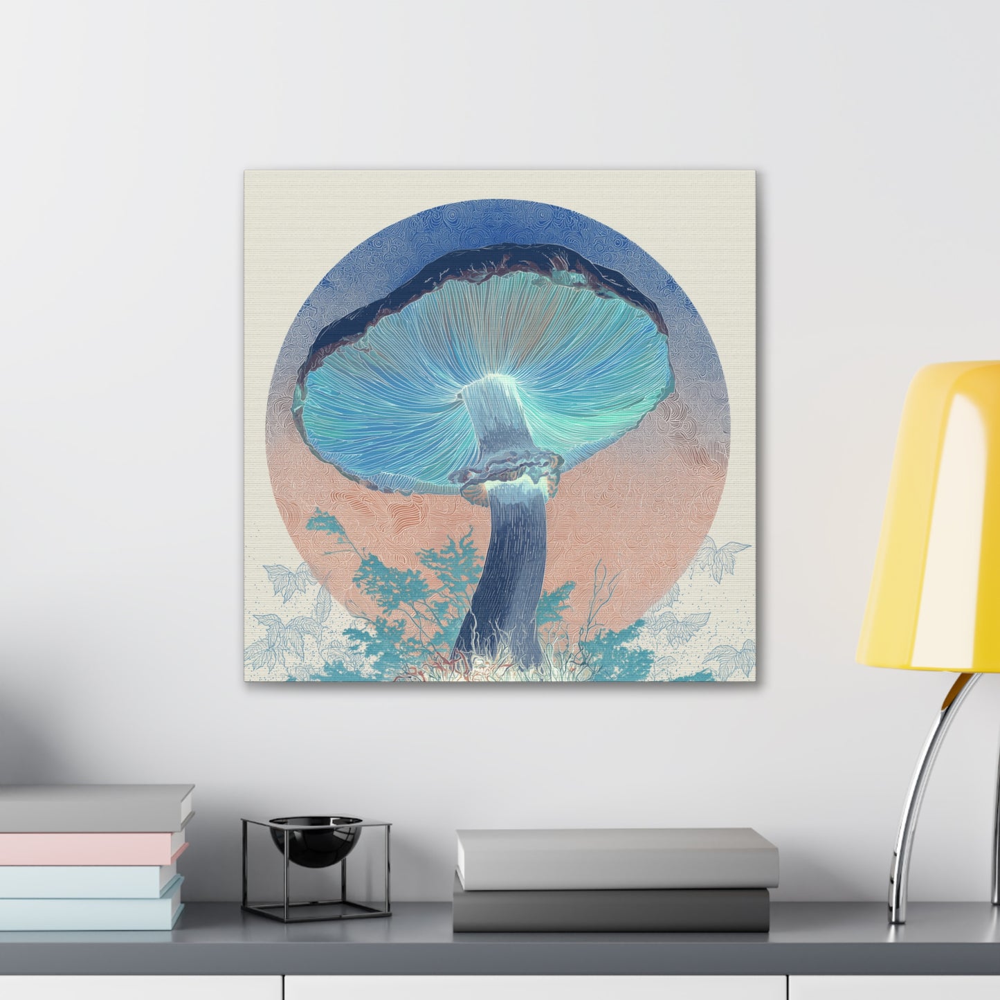 Unreal Shroom Inverse-Mushroom Canvas Art, Stretched Wall Decor, Bohemian Home Decor, Psychedelic Wall Art, Nature-Inspired Art