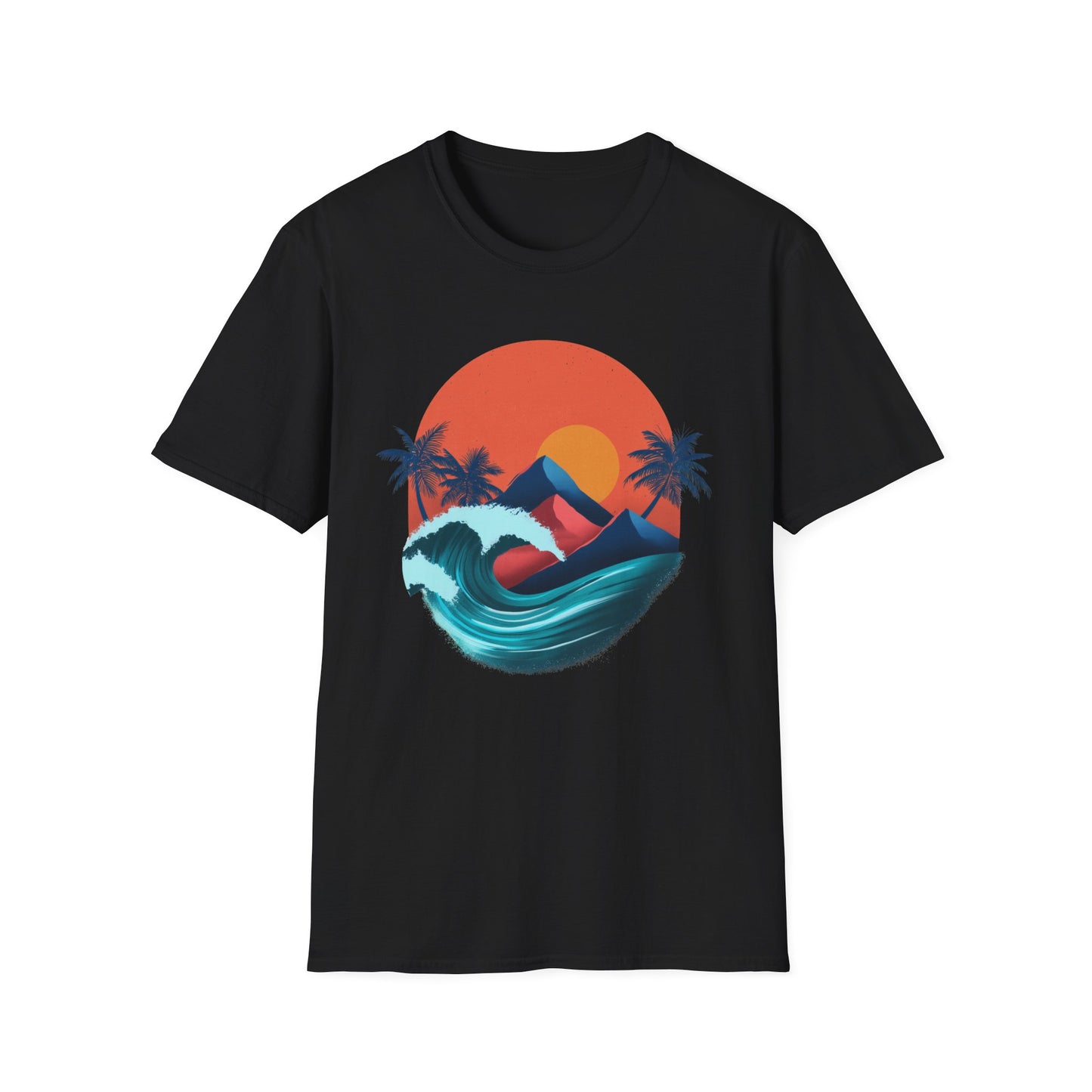 Surf Sunset Wave T-Shirt — Retro Palm Wave Beach Tee