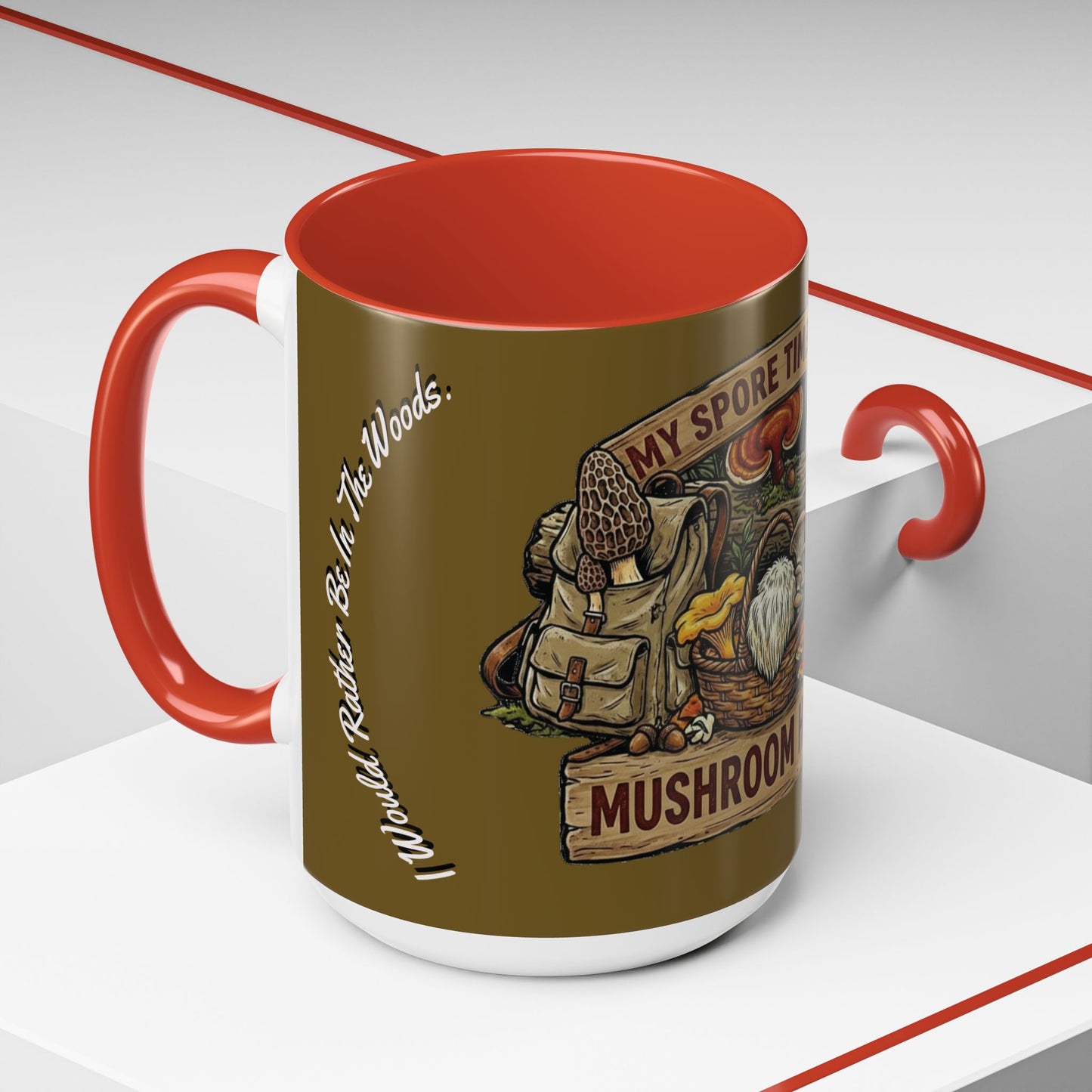 Mushroom Hunting Coffee Mug – "My Spore Time Is Spent" Rustic Forager Accent Mug