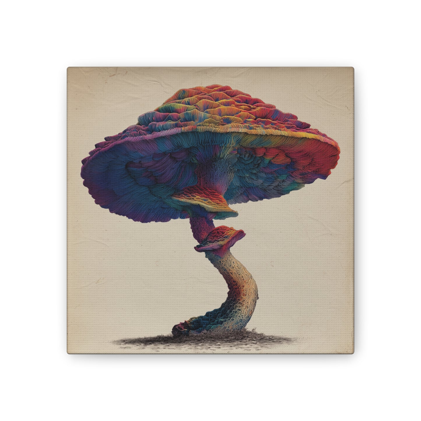 Feel the Rainbow -Mushroom Canvas Art, Stretched Wall Decor, Bohemian Home Decor, Psychedelic Wall Art, Nature-Inspired Art