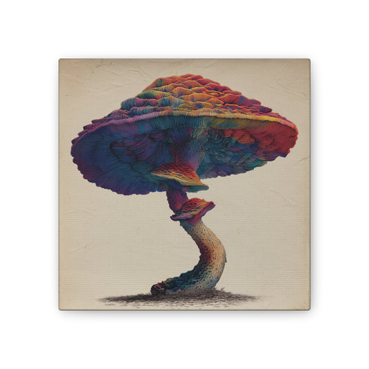 Feel the Rainbow -Mushroom Canvas Art, Stretched Wall Decor, Bohemian Home Decor, Psychedelic Wall Art, Nature-Inspired Art