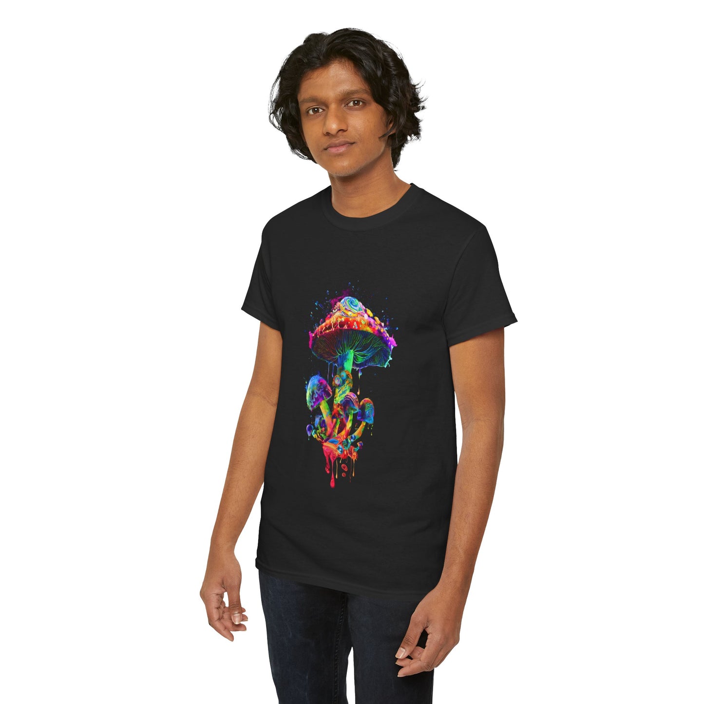 Tie Dye Psychedelic Mushroom 4  -Tee, Unisex Heavy Cotton T-Shirt, Vibrant Graphic Shirt, Perfect for Festivals, Eco-friendly Gift, Casual Wea