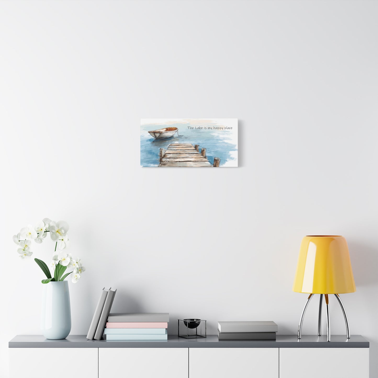 "Happy Place" Lake-Themed Canvas Wall Art, Nautical Home Decor, Relaxing Lake Vibes,