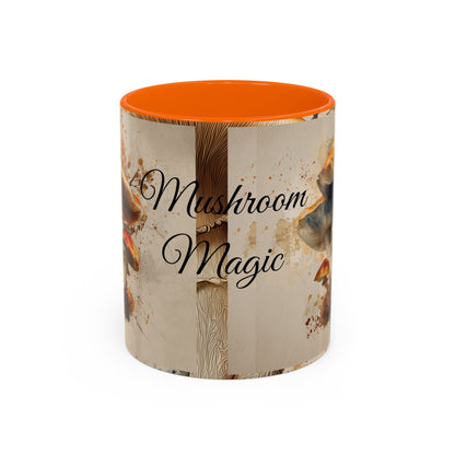 Mushroom Magic Accent Coffee Mug — 11/15oz Ceramic Cup with Woodland Fungi Design