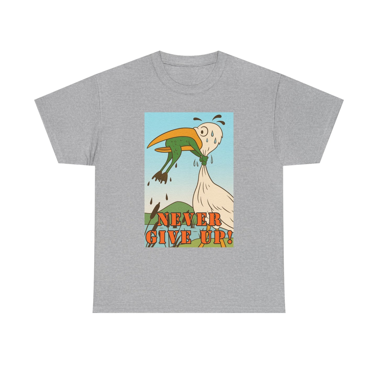 Never Give Up --Unisex Heavy Cotton Tee, Motivational T-Shirt, Supportive Apparel, Gift for Encouragement, Inspirational Wear