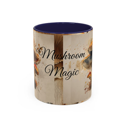 Mushroom Magic Accent Coffee Mug — 11/15oz Ceramic Cup with Woodland Fungi Design