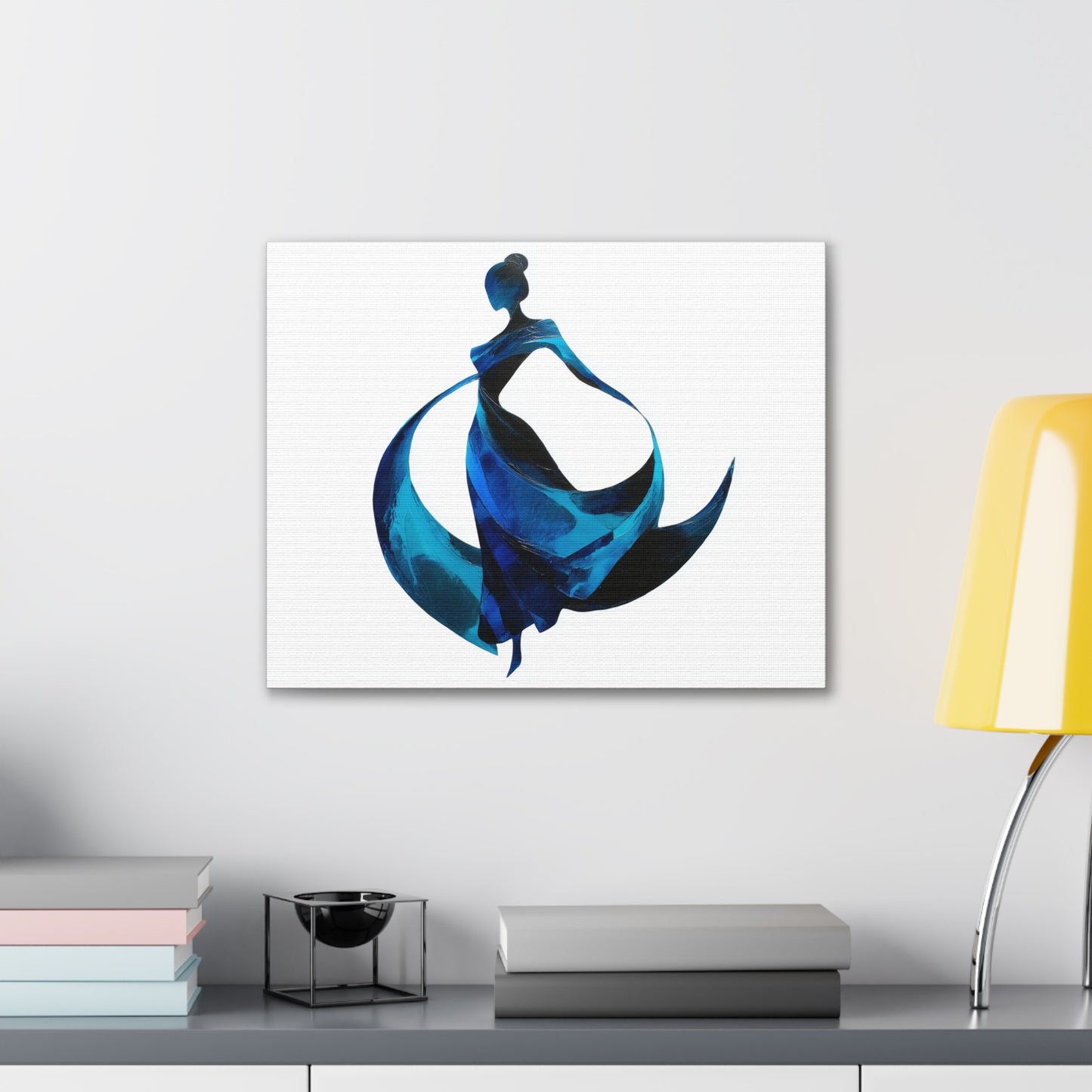 Dancing with the Water Series #1 -Elegant Art Canvas Print, Blue Dress Wall Decor, Feminine Artwork, Home Decor Gift, Birthday or Wedding Decoration