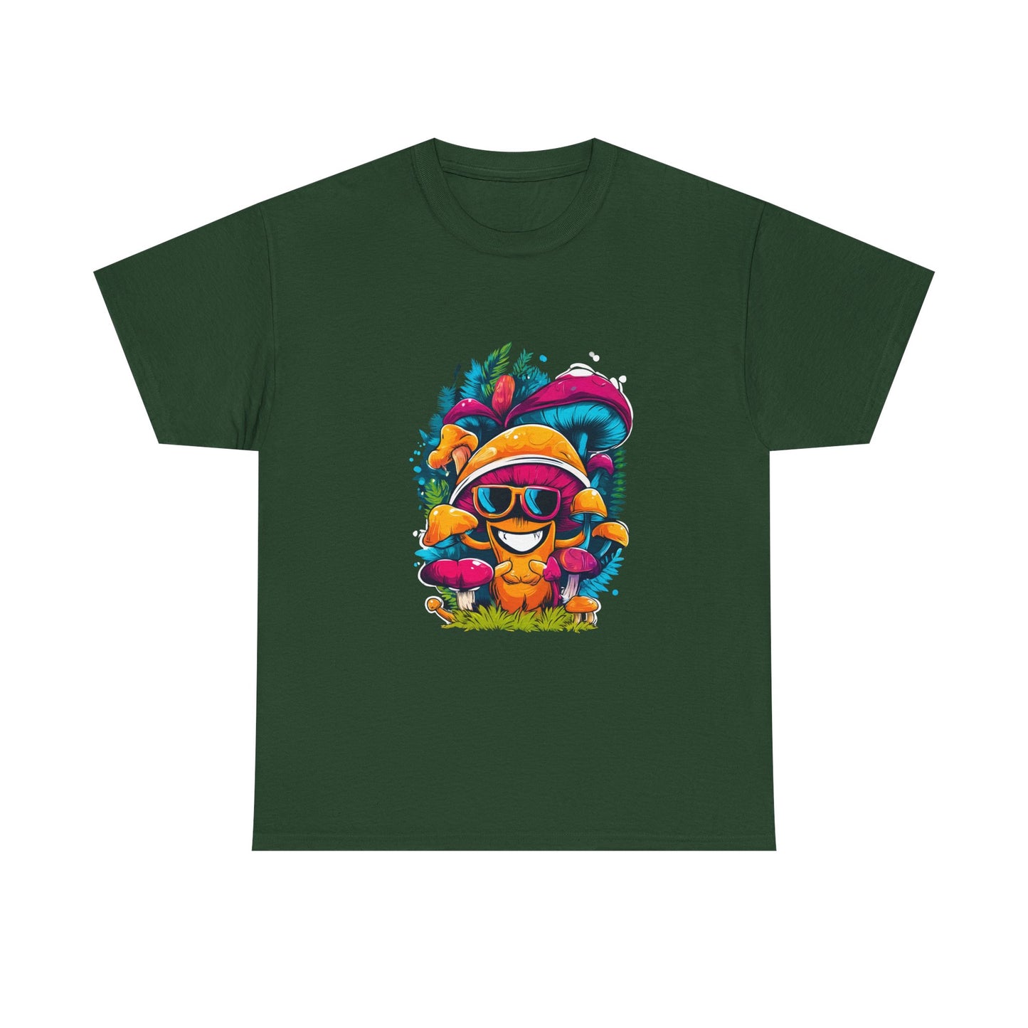 Mushroom Dude -Tee, Unisex Heavy Cotton T-Shirt, Vibrant Graphic Shirt, Perfect for Festivals, Eco-friendly Gift, Casual Wea