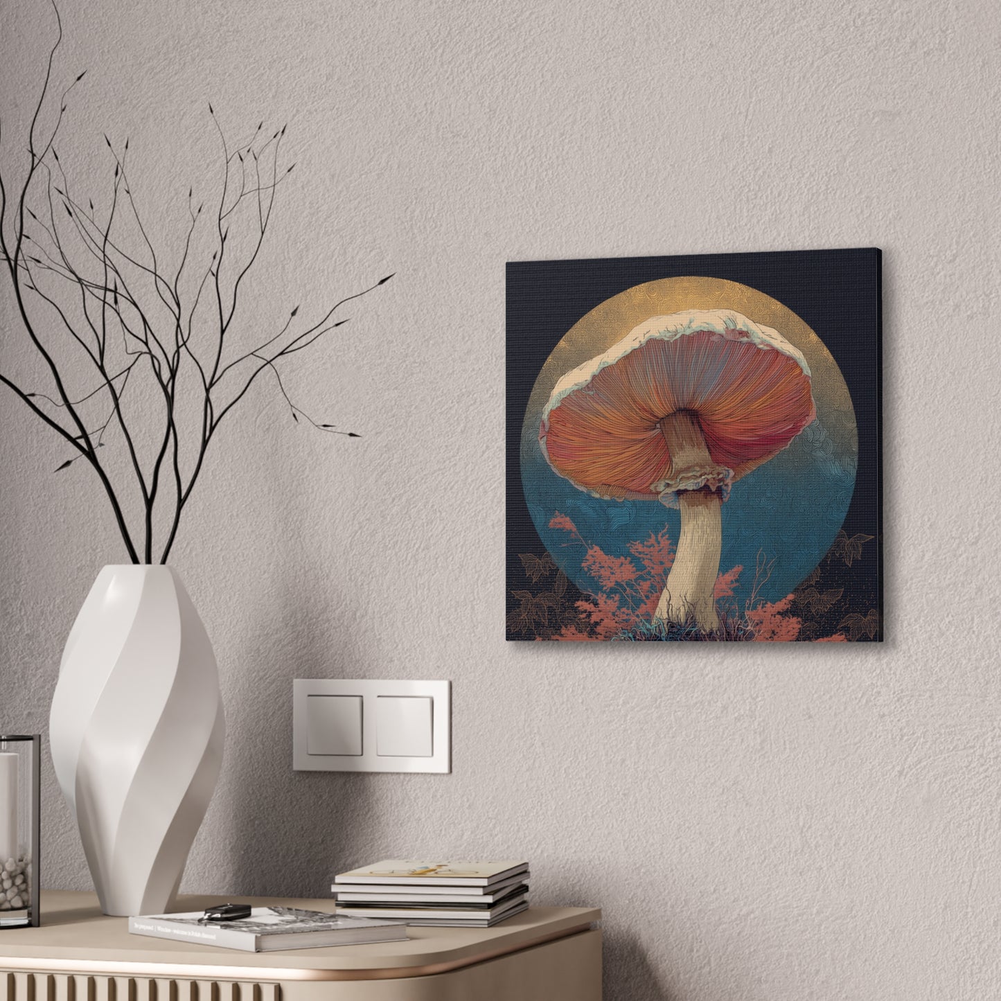Unreal Shroom -Mushroom Canvas Art, Stretched Wall Decor, Bohemian Home Decor, Psychedelic Wall Art, Nature-Inspired Art