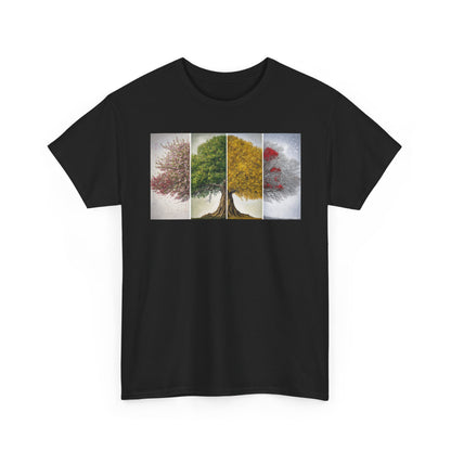 Seasonal Tree Unisex Heavy Cotton Tee | Nature Lover Gift, Fall Fashion, Eco-Friendly Apparel, Casual Wear, Outdoor Adventure