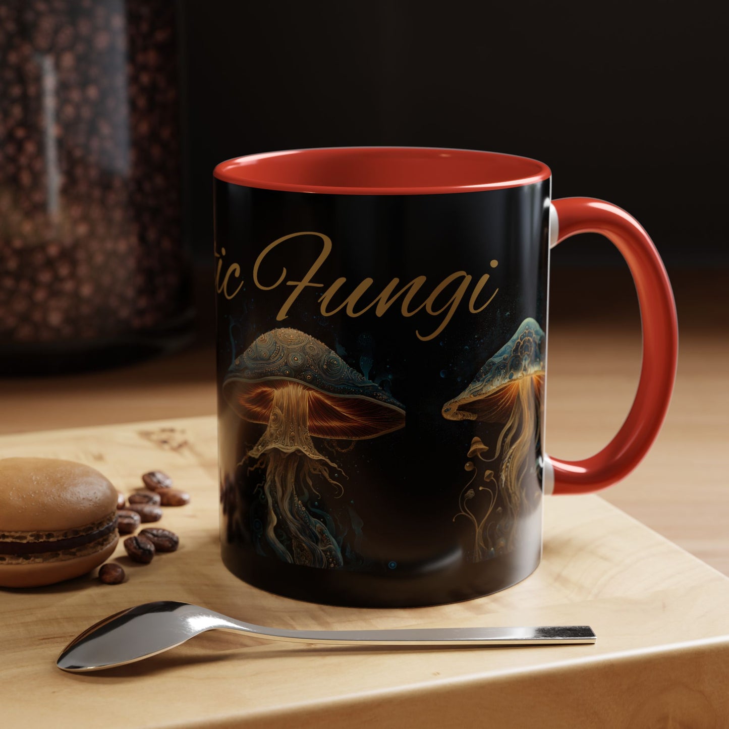 Dark Fantastic Fungi Coffee Mug - Magical Ocean Mushroom Art (11/15oz)