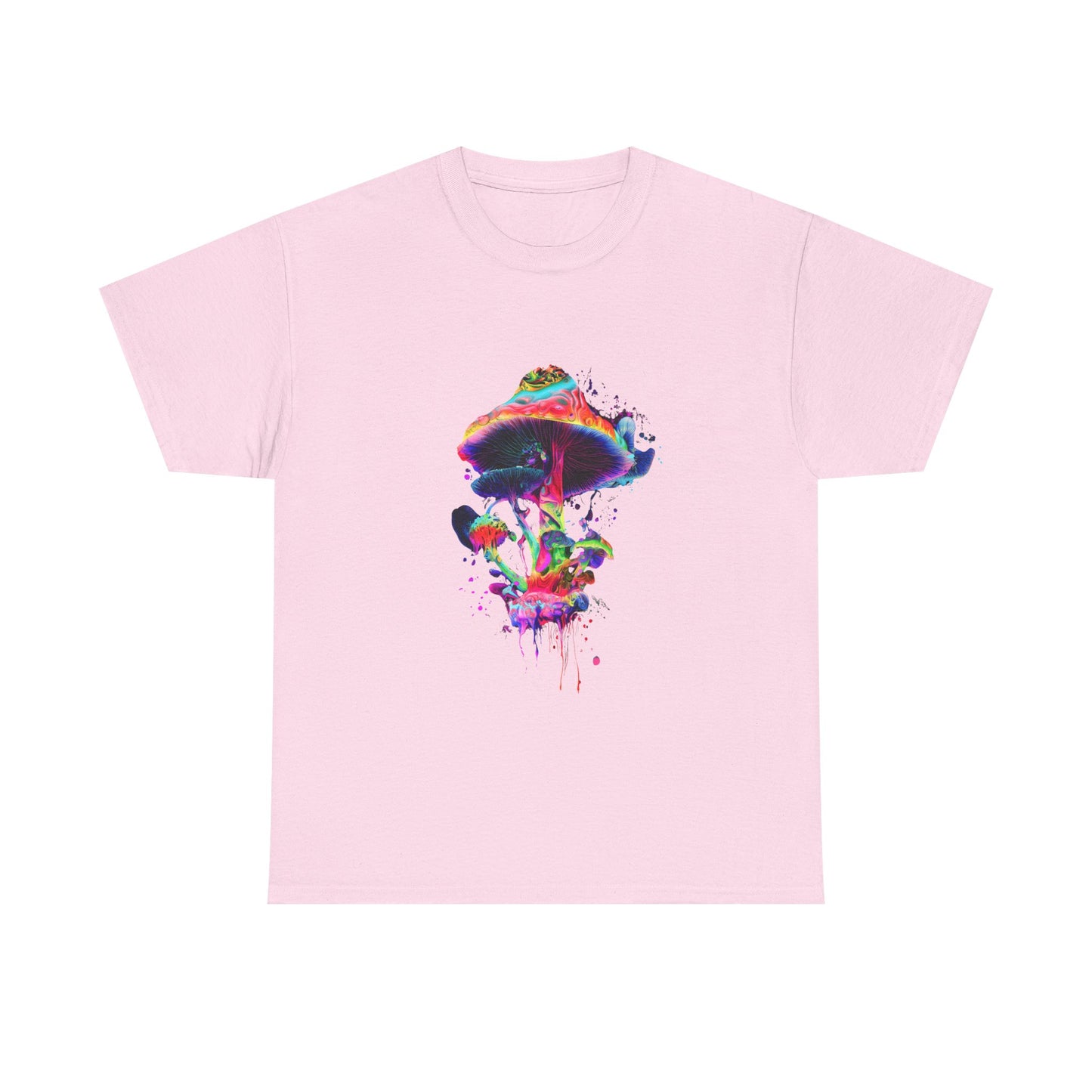 Colorful Psychedelic Mushroom Tee, Unisex Heavy Cotton T-Shirt, Vibrant Graphic Shirt, Perfect for Festivals, Eco-friendly Gift, Casual Wear
