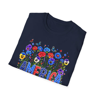 America 250th Birthday T-Shirt – July 4, 1776–2026 Patriotic Floral Tee