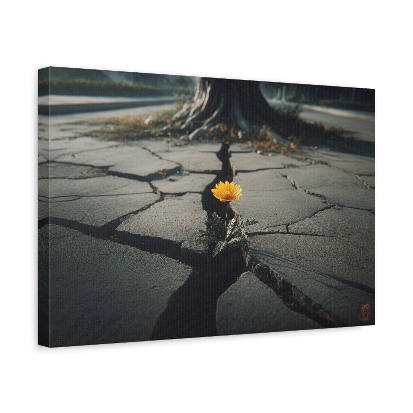 Resilience: Yellow Flower Against Concrete, Urban Nature Photography--1aceswild.myshopify.com