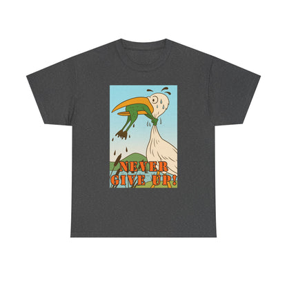 Never Give Up --Unisex Heavy Cotton Tee, Motivational T-Shirt, Supportive Apparel, Gift for Encouragement, Inspirational Wear