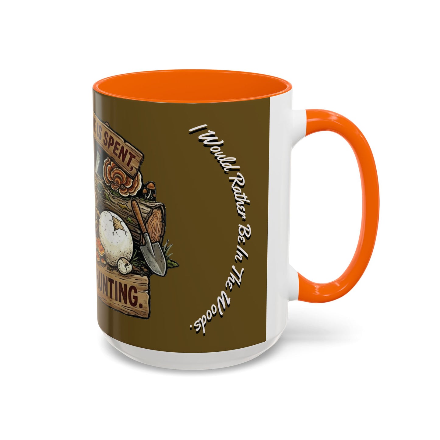 Mushroom Hunting Coffee Mug – "My Spore Time Is Spent" Rustic Forager Accent Mug