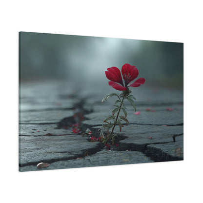 Resilient Bloom: Urban Concrete Nature, Defiant Red Flower Symbolism--1aceswild.myshopify.com