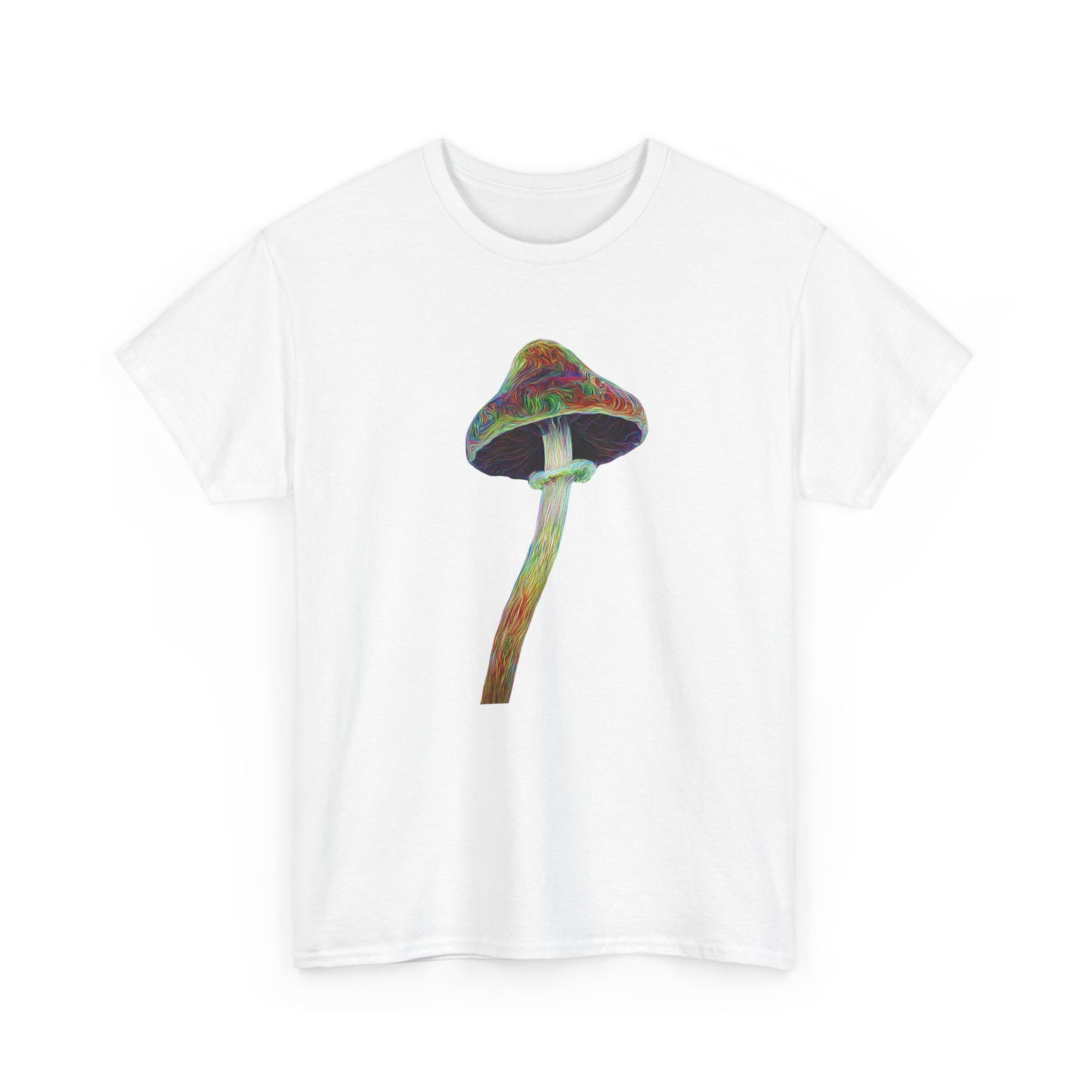 Colorful Psychedelic Mushroom2 - Tee, Unisex Heavy Cotton T-Shirt, Vibrant Graphic Shirt, Perfect for Festivals, Eco-friendly Gift, Casual Wear