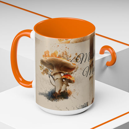 Mushroom Magic Accent Coffee Mug — 11/15oz Ceramic Cup with Woodland Fungi Design