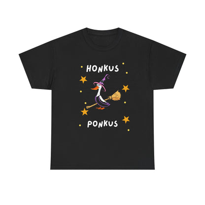 Whimsical Witch Goose Tee -Funny Halloween Shirt, Unisex Cotton T-Shirt, Cute Animal Apparel, Gift for Animal Lovers, Fall Fashion