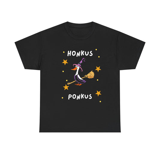 Whimsical Witch Goose Tee -Funny Halloween Shirt, Unisex Cotton T-Shirt, Cute Animal Apparel, Gift for Animal Lovers, Fall Fashion