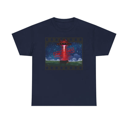 COW & UFO Tee | Unisex Heavy Cotton T-Shirt, Alien Design, Sci-Fi Merchandise, Casual Wear, Gift for Extraterrestrial Fans