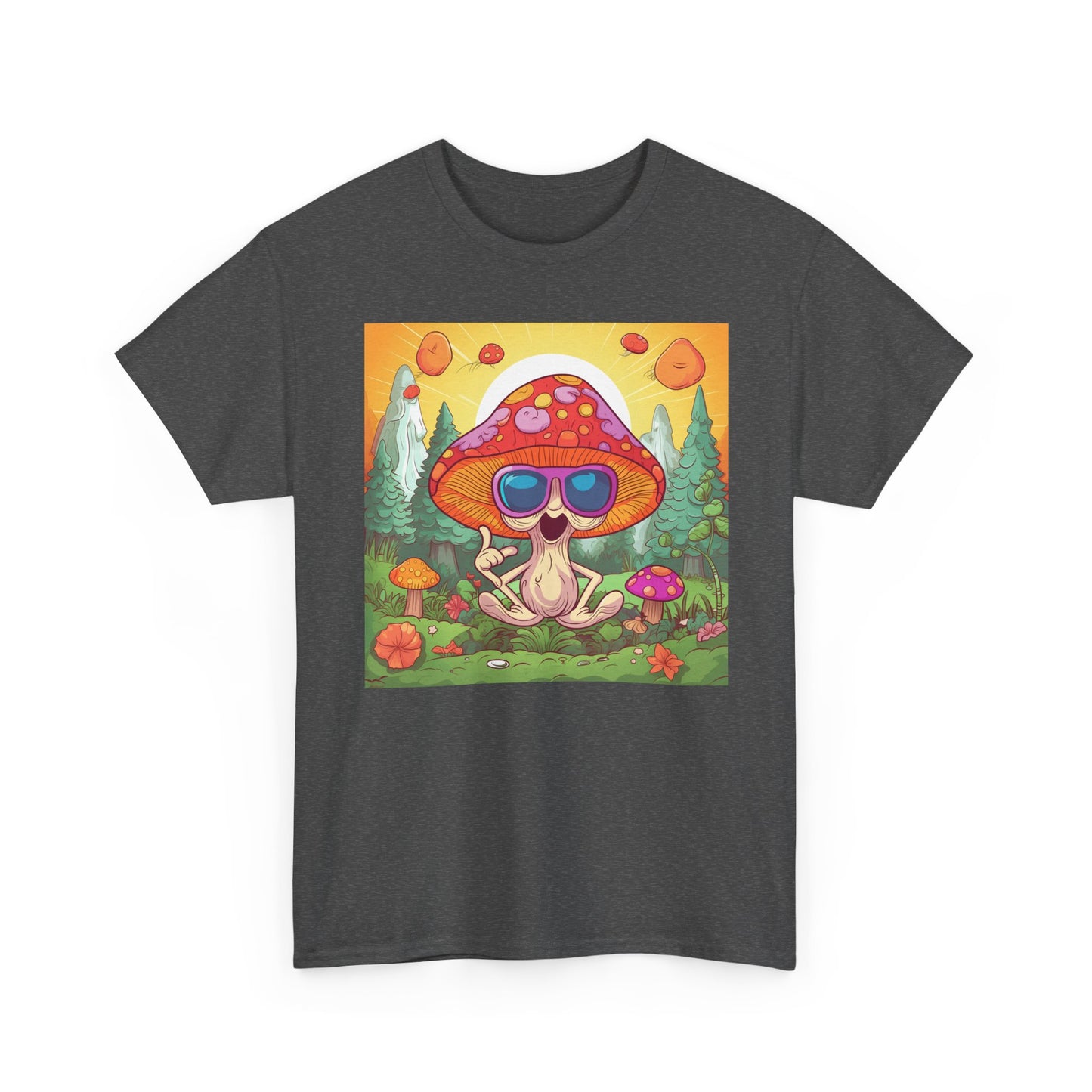 Whimsical Mushroom Tee, Casual T-Shirt, Gift for Nature Lovers, Eco-Friendly Apparel, Unisex Graphic Shirt