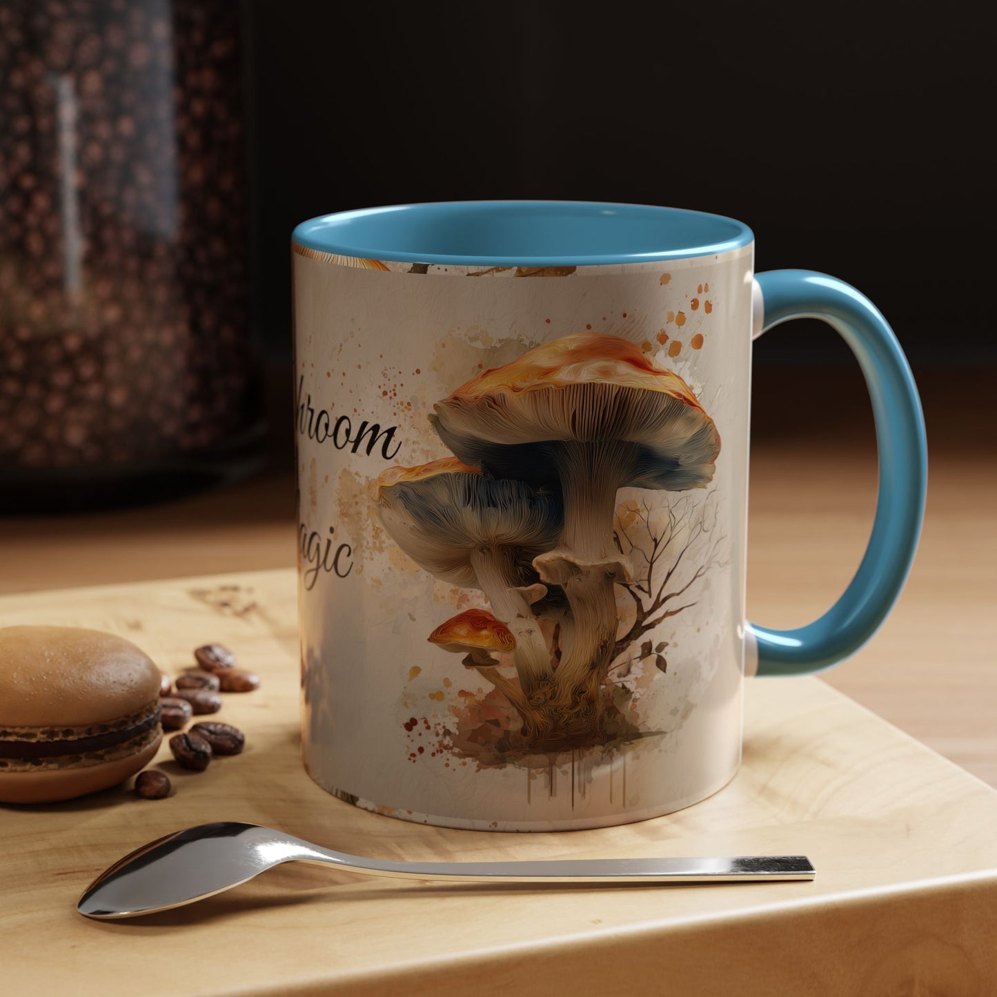Mushroom Magic Accent Coffee Mug — 11/15oz Ceramic Cup with Woodland Fungi Design