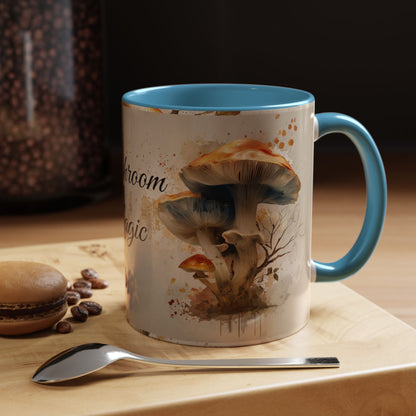 Mushroom Magic Accent Coffee Mug — 11/15oz Ceramic Cup with Woodland Fungi Design