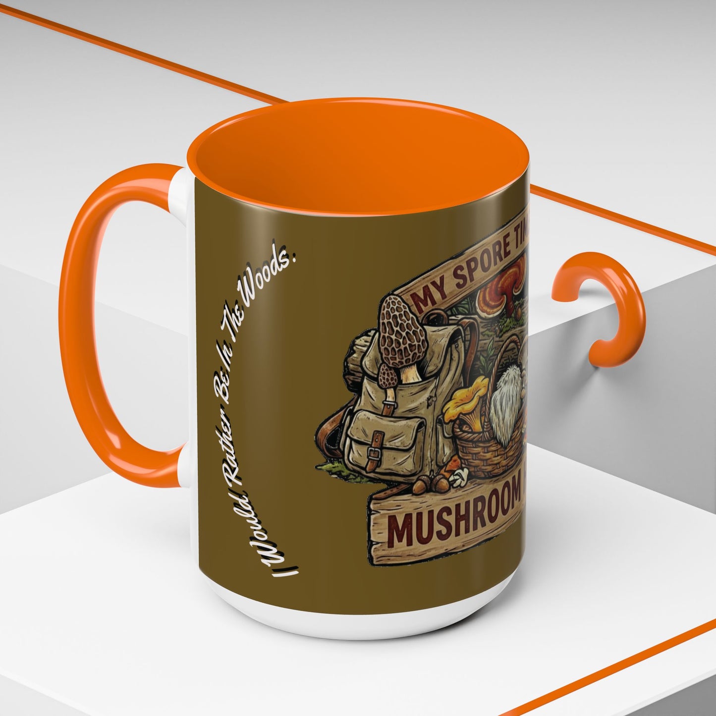 Mushroom Hunting Coffee Mug – "My Spore Time Is Spent" Rustic Forager Accent Mug