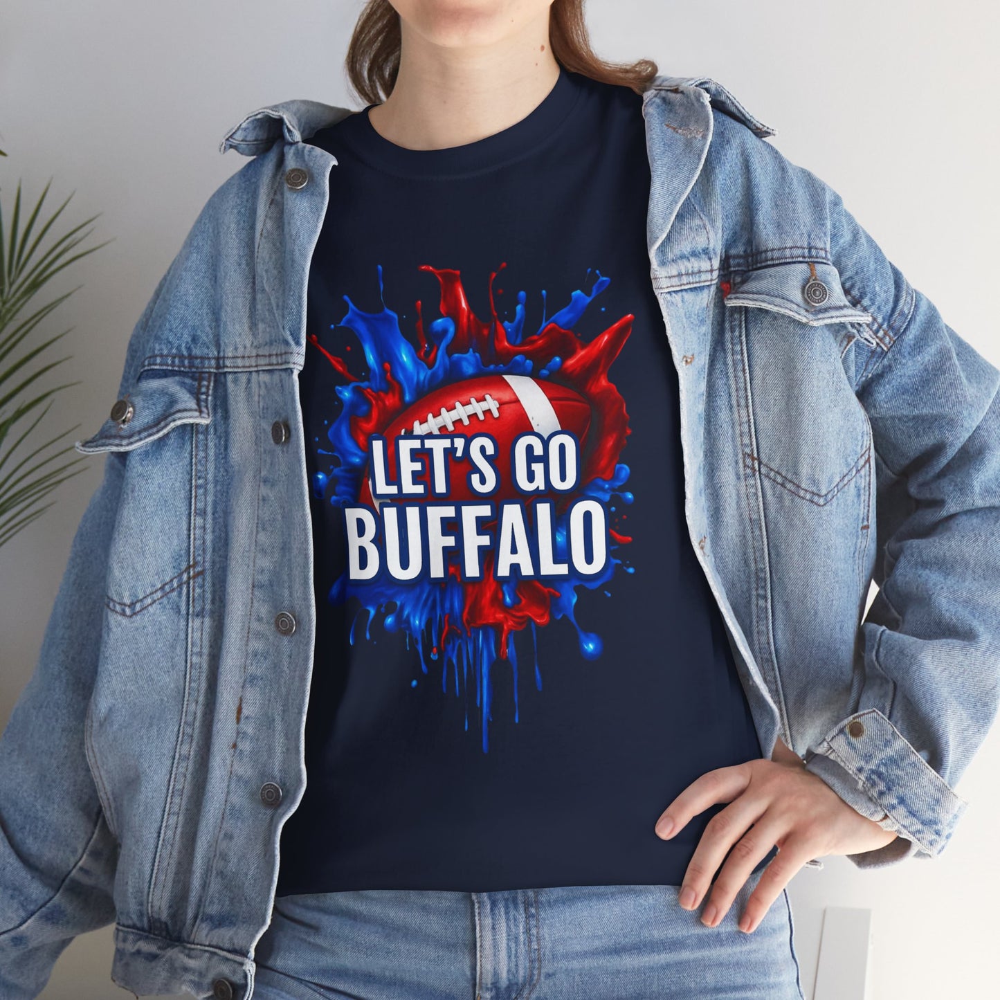 Let's Go Buffalo Splat -Buffalo Sports Fan Tee - Let's Go Buffalo Shirt, Game Day Apparel, Unisex Cotton T-Shirt, Tailgate Wear, Football Team Gear