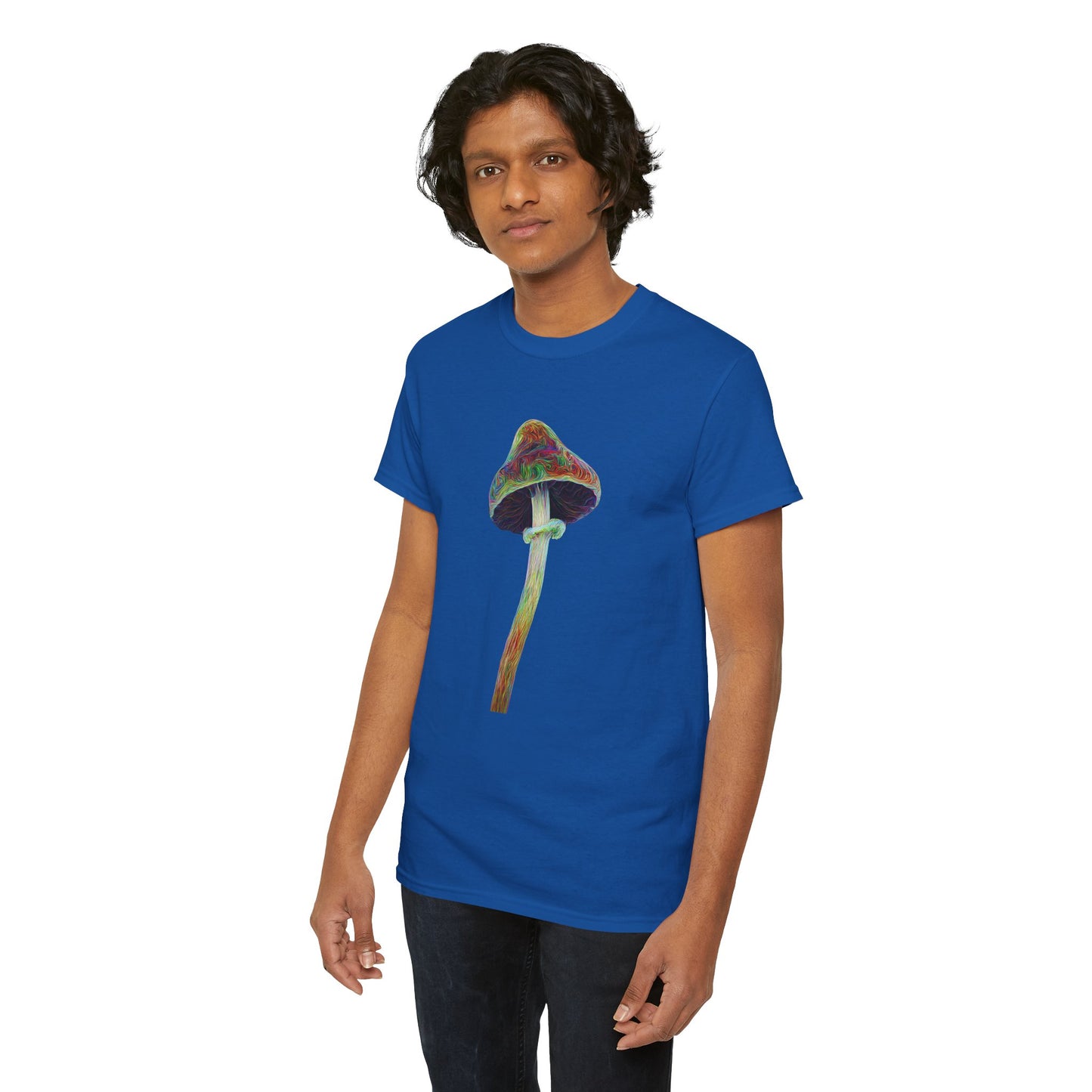 Colorful Psychedelic Mushroom2 - Tee, Unisex Heavy Cotton T-Shirt, Vibrant Graphic Shirt, Perfect for Festivals, Eco-friendly Gift, Casual Wear