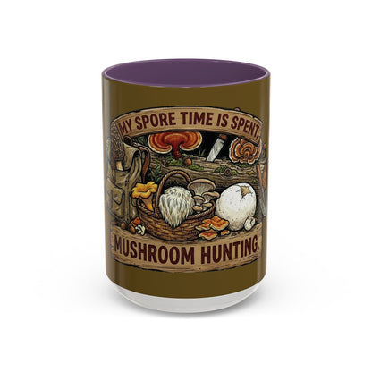 Mushroom Hunting Coffee Mug – "My Spore Time Is Spent" Rustic Forager Accent Mug