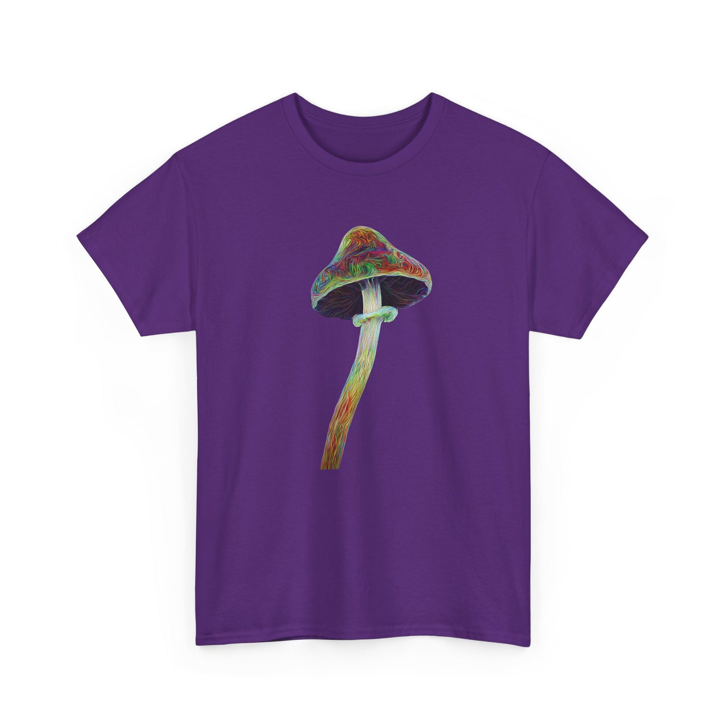 Colorful Psychedelic Mushroom2 - Tee, Unisex Heavy Cotton T-Shirt, Vibrant Graphic Shirt, Perfect for Festivals, Eco-friendly Gift, Casual Wear
