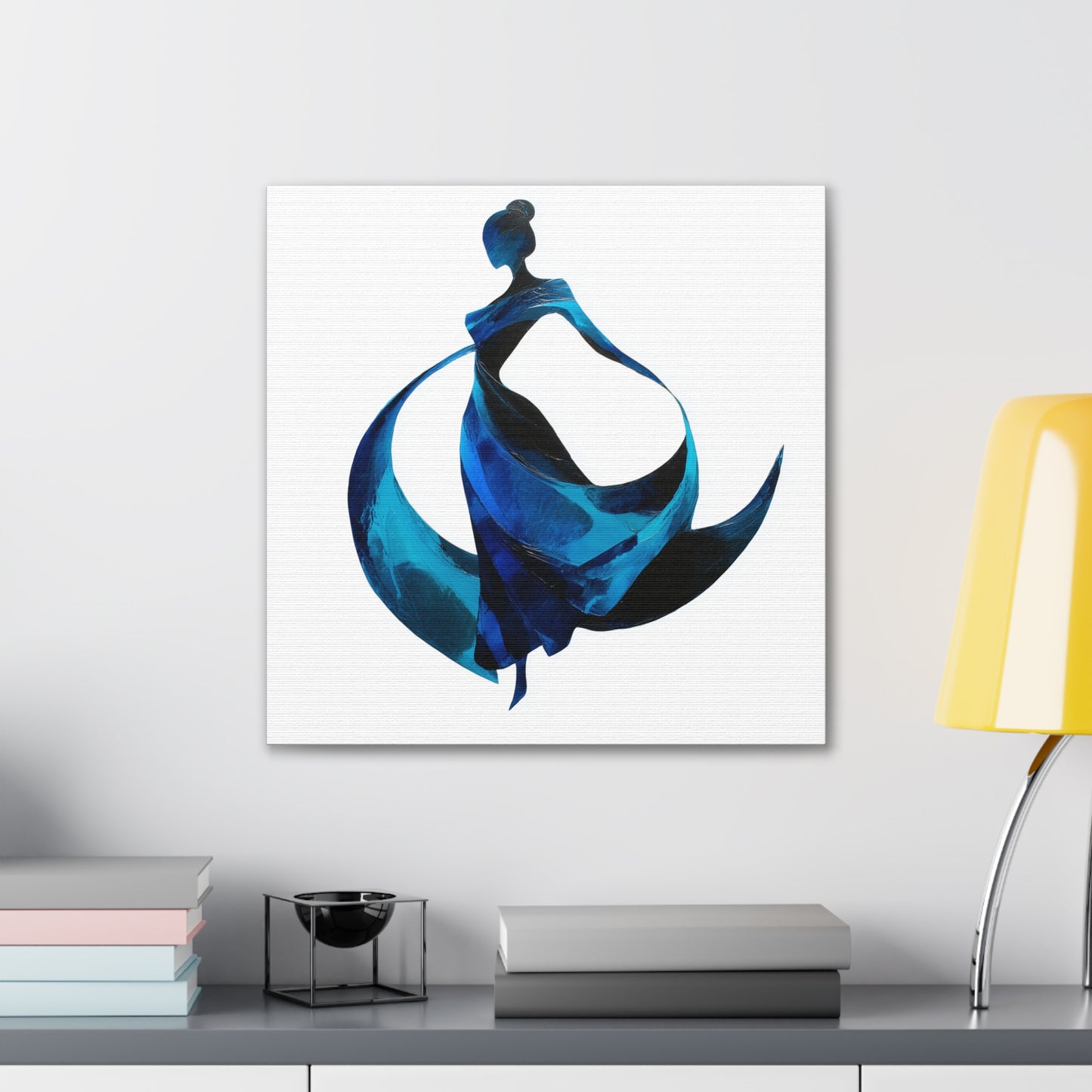 Dancing with the Water Series #1 -Elegant Art Canvas Print, Blue Dress Wall Decor, Feminine Artwork, Home Decor Gift, Birthday or Wedding Decoration