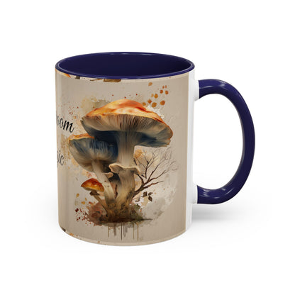 Mushroom Magic Accent Coffee Mug — 11/15oz Ceramic Cup with Woodland Fungi Design