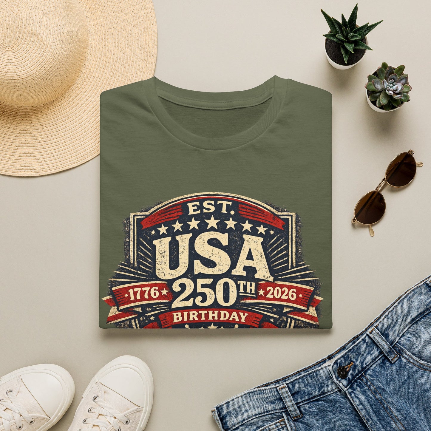 USA 250th Birthday T-Shirt — 1776-2026 Retro American Celebration Tee