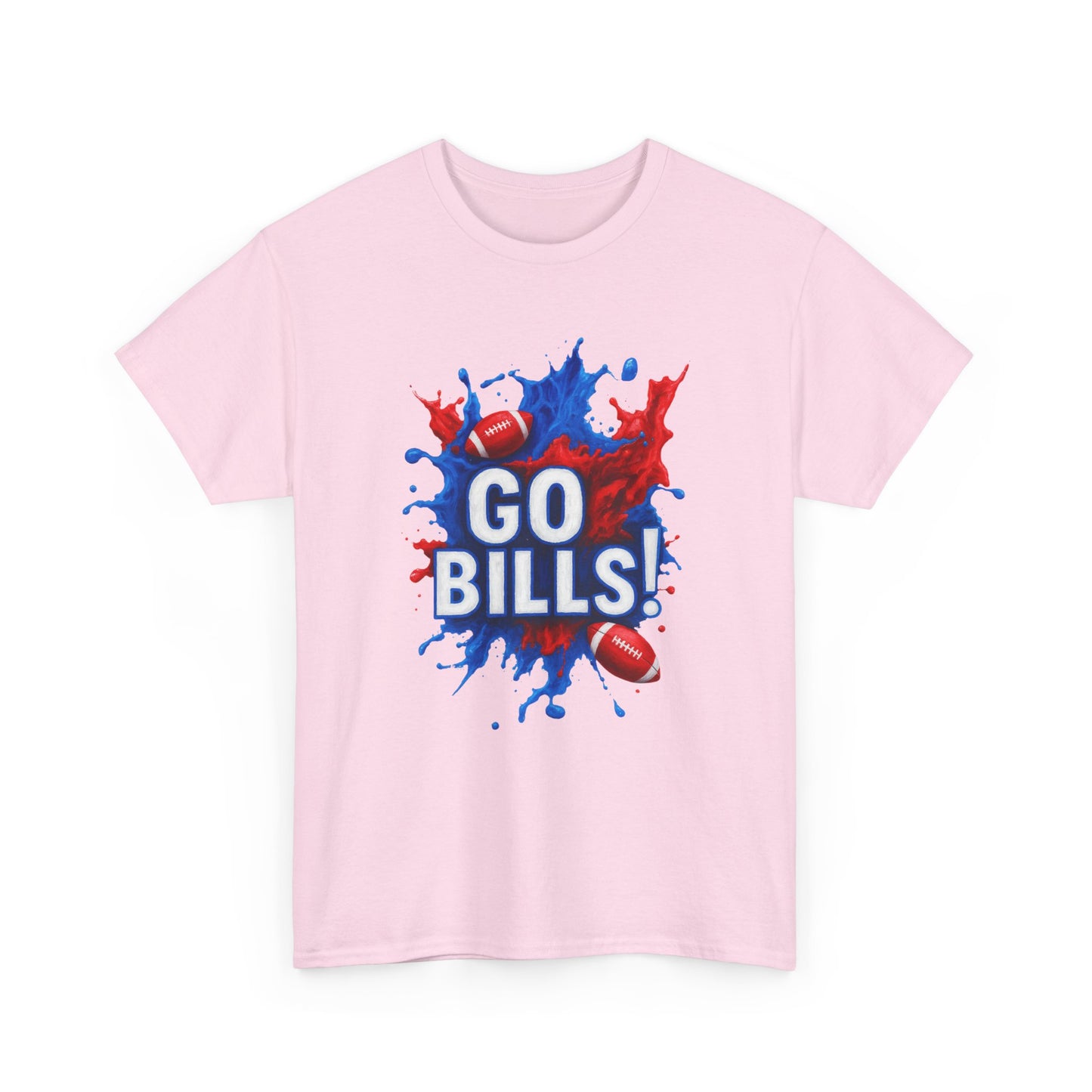 Go Bills -Cheerful Sports Tee - Go Bills! Unisex Heavy Cotton T-Shirt, Game Day Apparel, Football Fan Shirt, Spirit Wear, Gift for Sports Lovers