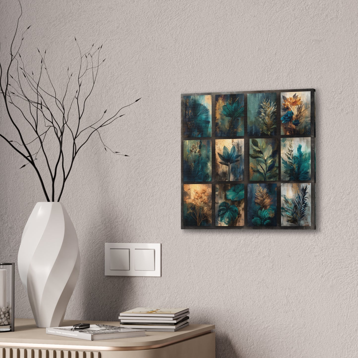 Natures Blue Green Series #4 -Botanical Wall Art, Nature-Inspired Home Décor, Eco-Friendly Canvas Print, Greenery Art Piece, Living Room Wall Hanging