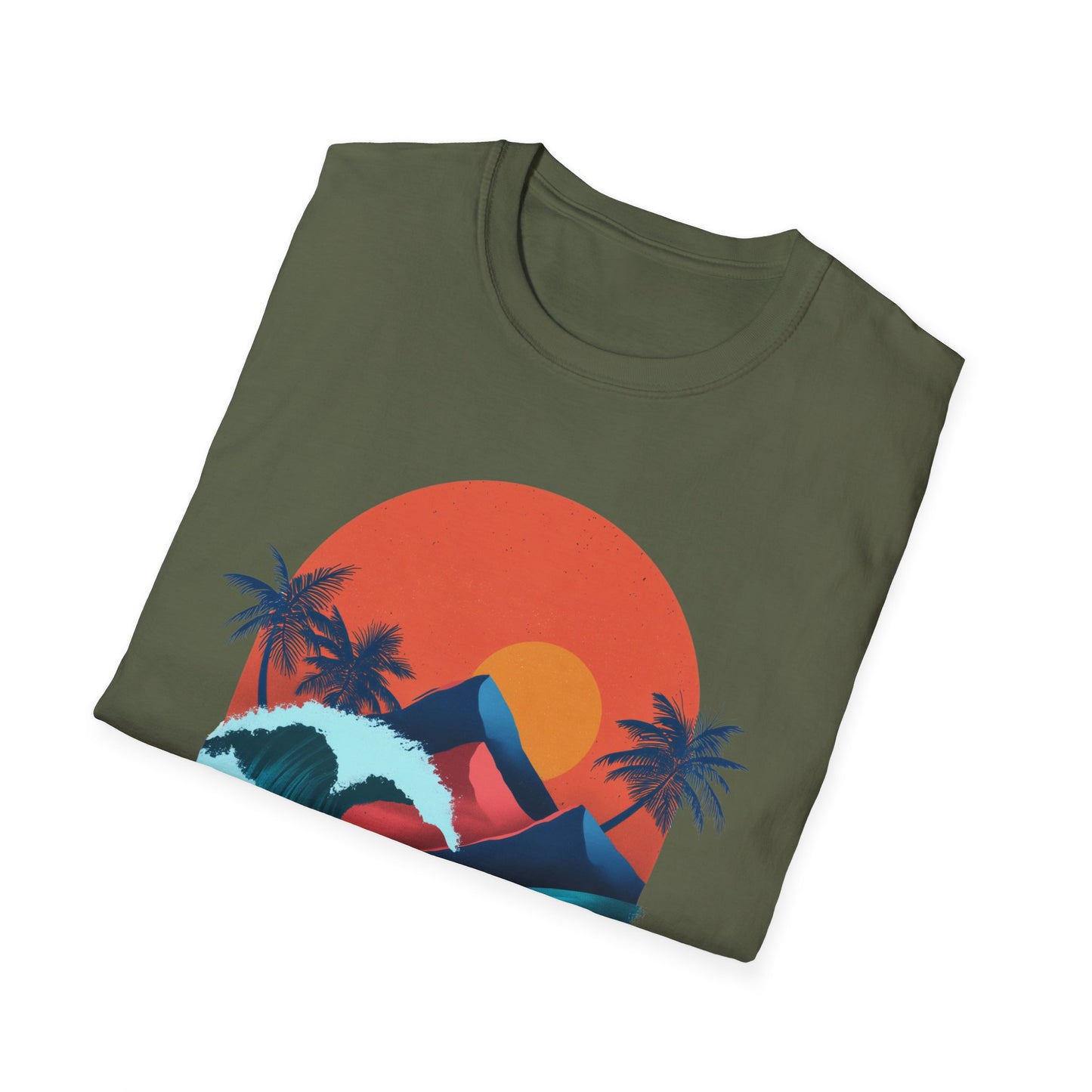 Surf Sunset Wave T-Shirt — Retro Palm Wave Beach Tee