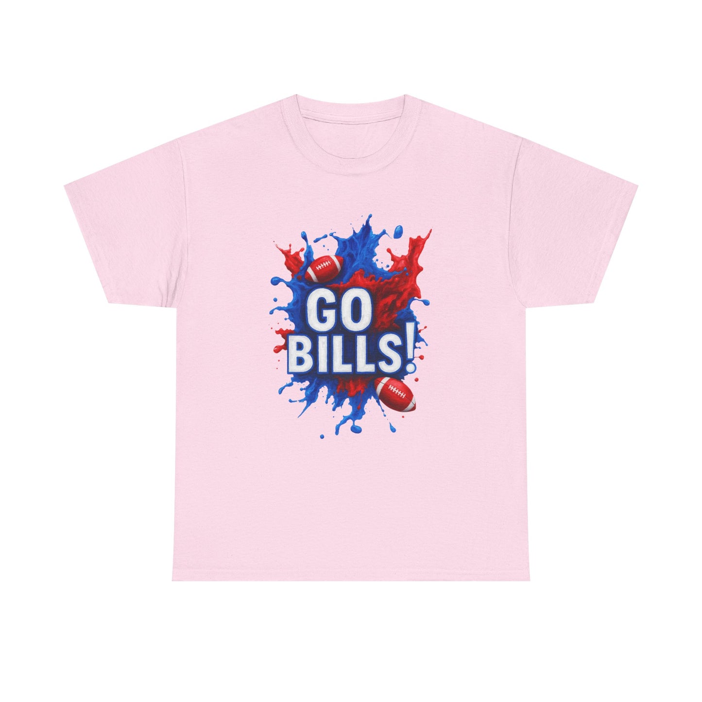 Go Bills -Cheerful Sports Tee - Go Bills! Unisex Heavy Cotton T-Shirt, Game Day Apparel, Football Fan Shirt, Spirit Wear, Gift for Sports Lovers